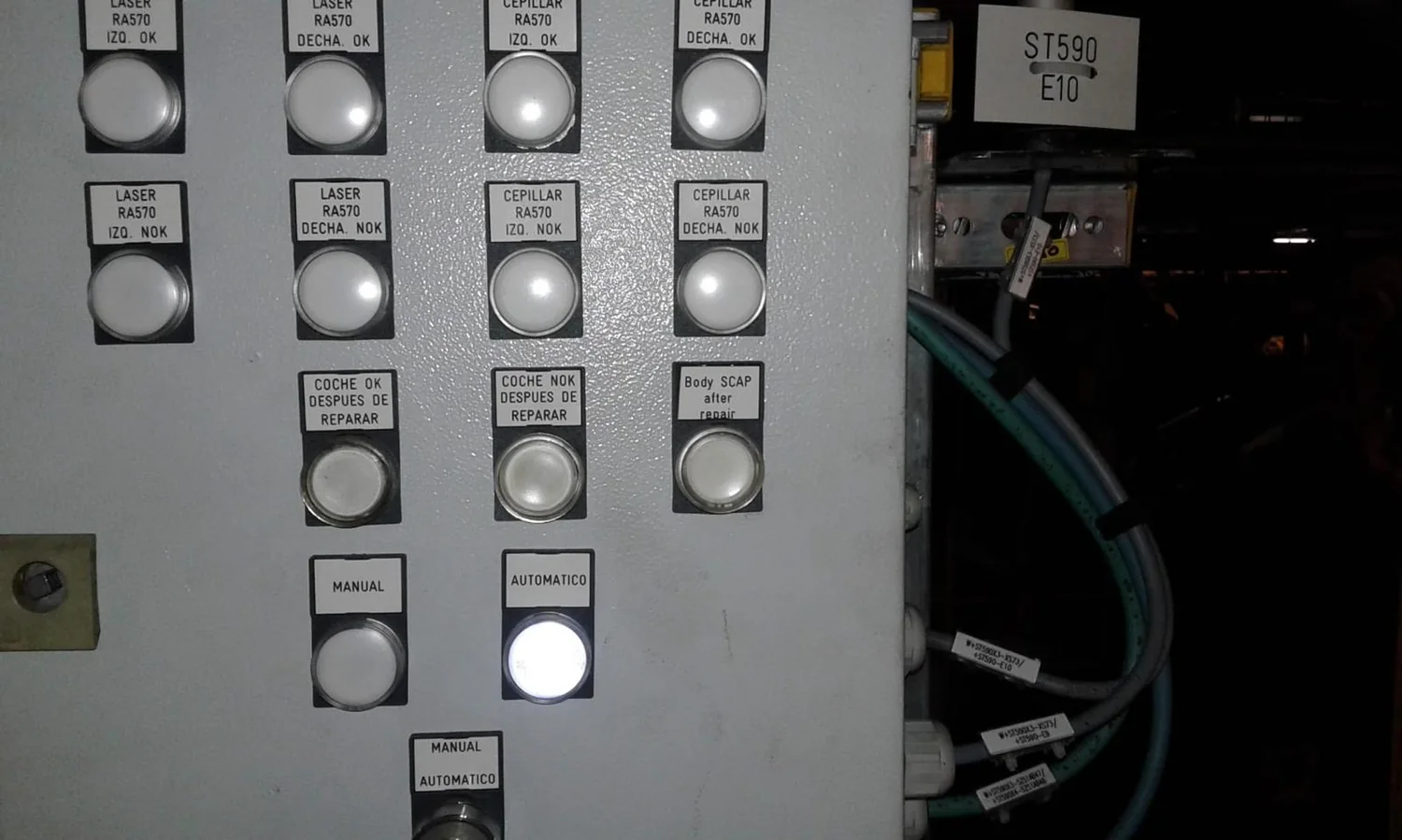 Completed control cabinet with electrical equipment and wiring